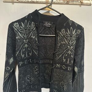Vintage Don Pelieno International Elegant Black and Gray Cardigan size XS
